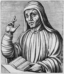 Alkuin von York, aus „Les Vrais Pourtraits et vies des hommes illustres“ von André Thevet, 1584